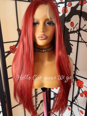 Burgundy Red Lace Front Wig 26 Inch Straight 13x4 HD Lace Glueless Pre Plucked